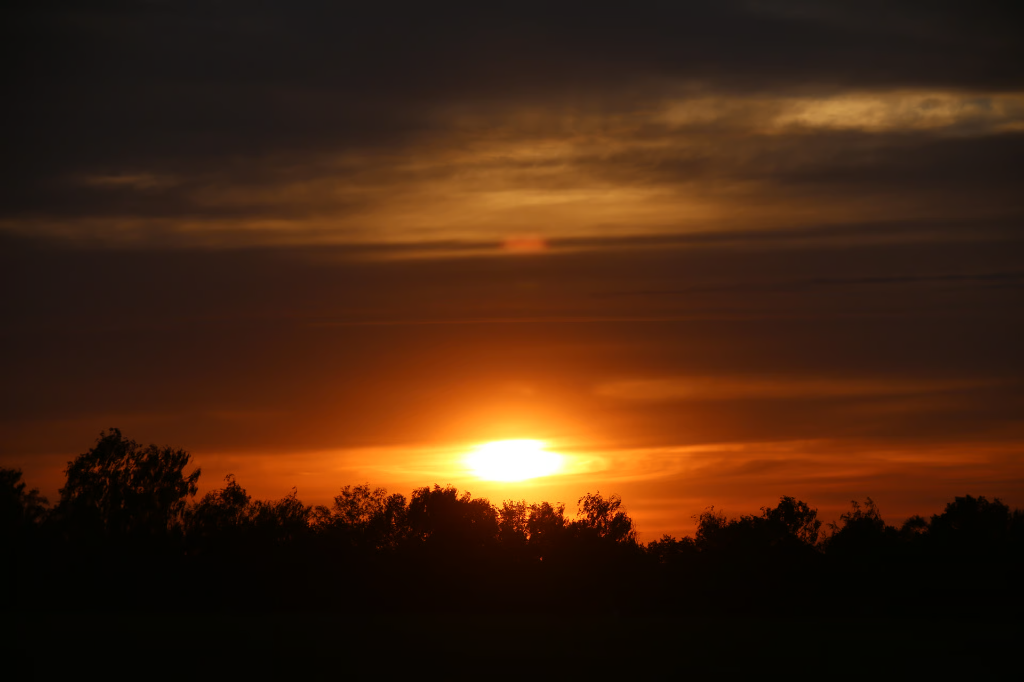 Zonsondergang boven de weilanden